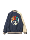 Needles logo-embroidered contrast-sleeve bomber jacket