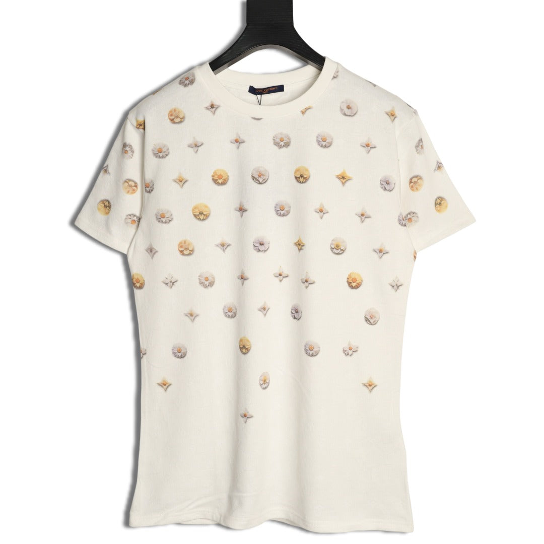 Louis Vuitton Daisy-Style Motif Short-Sleeve T-Shirt - Cream